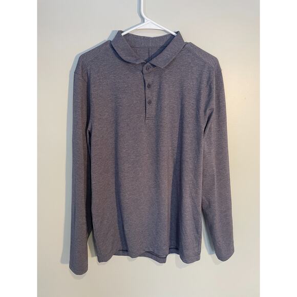 Lululemon Evolution Polo Mens Large Heathered Purple Slim Fit Long Sleeve Golf - Picture 1 of 7
